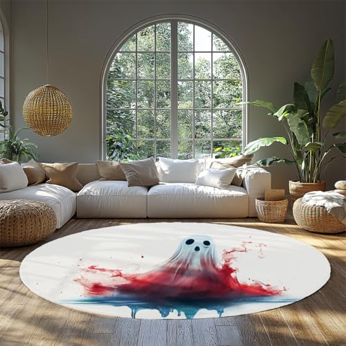 Klein 180cm Runde Teppiche Abstrakter Geist Halloween Dekor Rot und Blau Aquarell Tinte Kunst Niederflor Boden Teppich für Wohnzimmer Studio Klein 180cm Runde Teppiche Abstrakter Geist Halloween Dekor Rot und Blau Aquarell Tinte Kunst Niederflor Boden Teppich für Wohnzimmer Studio von UERWOWELL