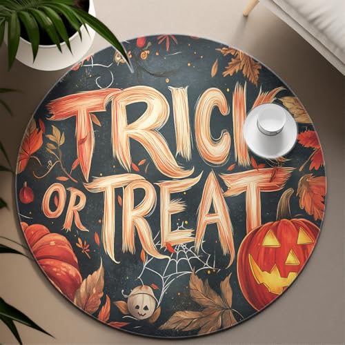 Kürbis 240cm Runde Teppiche Halloween Herbst Ahorn Blätter Süßes oder Saures Buchstaben Drucke Niederflor Boden Teppich für Kinderzimmer Spielzimmer Kürbis 240cm Runde Teppiche Halloween Herbst Ahorn Blätter Süßes oder Saures Buchstaben Drucke Niederflor Boden Teppich für Kinderzimmer Spielzimmer von UERWOWELL