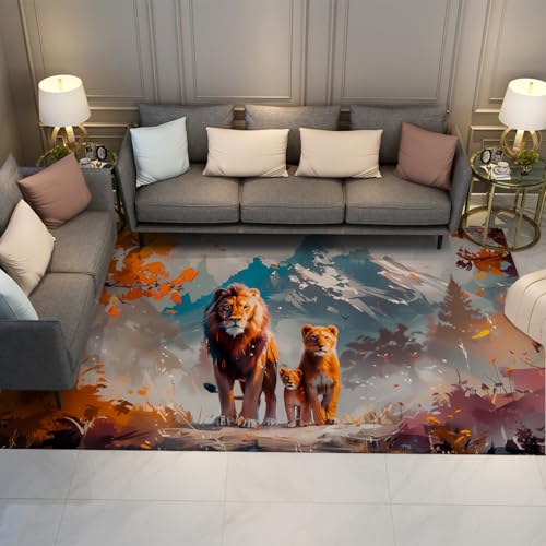 Löwe und Junge 160x200cm Area Teppiche Wild Lion Family Wildnis Landschaft Boden Teppich für Wohnzimmer Schlafzimmer Eingangsbereich niedrig Flor waschbar Löwe und Junge 160x200cm Area Teppiche Wild Lion Family Wildnis Landschaft Boden Teppich für Wohnzimmer Schlafzimmer Eingangsbereich niedrig Flor waschbar von UERWOWELL
