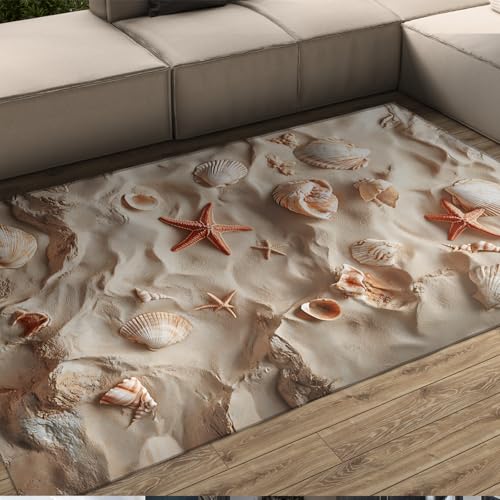 Marine Theme Indoor Türmatte für den Eingangsbereich Küste Seestern Strand Teppiche für Home Decor Rutschfester Teppich für Küche Flur Zuhause 120x200cm von UERWOWELL