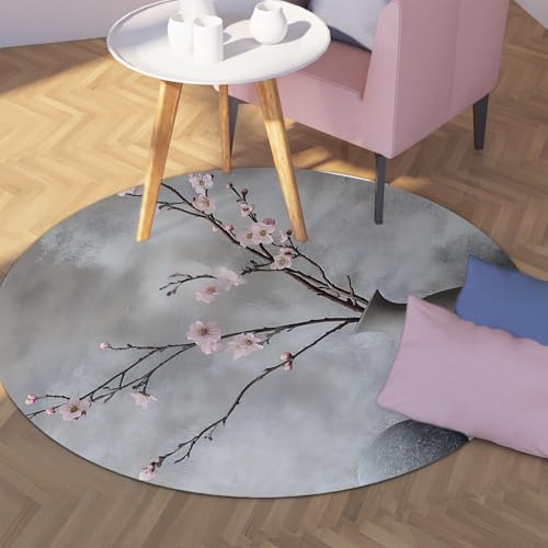 UERWOWELL 120cm Dünner runder Teppich Chinesischer Stil Keramikvase & Pfirsichblütendruck Große Teppiche für Tee Arbeitszimmer Wohnzimmer waschbar UERWOWELL 120cm Dünner runder Teppich Chinesischer Stil Keramikvase & Pfirsichblütendruck Große Teppiche für Tee Arbeitszimmer Wohnzimmer waschbar von UERWOWELL
