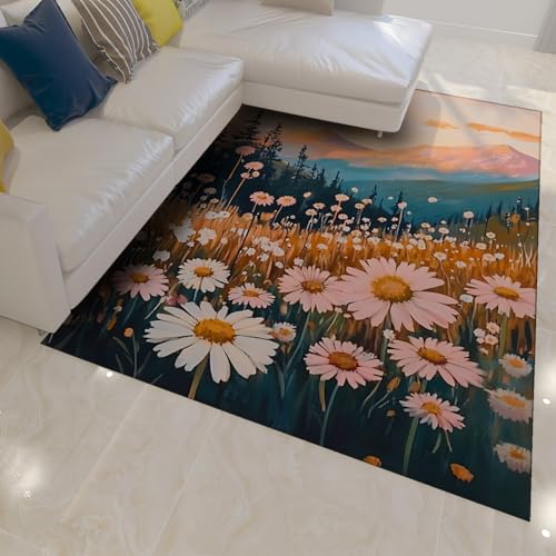 UERWOWELL 140x200cm Bereich Teppich Gänseblümchen Blumen Felddruck Große Innenteppiche für Nachttisch Kinderzimmer Waschbar Dünne rutschfeste Wildblumen Wohnkultur UERWOWELL 140x200cm Bereich Teppich Gänseblümchen Blumen Felddruck Große Innenteppiche für Nachttisch Kinderzimmer Waschbar Dünne rutschfeste Wildblumen Wohnkultur von UERWOWELL