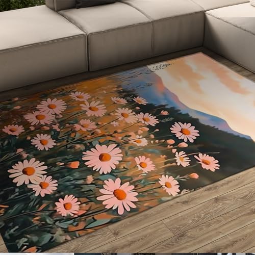 UERWOWELL 140x200cm Bereich Teppich Rosa Gänseblümchen Felddruck Große Innenteppiche für Nachttisch Kinderzimmer Waschbar Dünn rutschfest Blumen Scenic Home Decor UERWOWELL 140x200cm Bereich Teppich Rosa Gänseblümchen Felddruck Große Innenteppiche für Nachttisch Kinderzimmer Waschbar Dünn rutschfest Blumen Scenic Home Decor von UERWOWELL