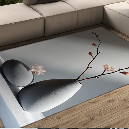 UERWOWELL 180x280cm Area Teppich Elegant Floral Art Einfache Vase & Pfirsich Blütendruck Große Teppiche für Yoga Spa Tee Arbeitszimmer Waschbar Dünn rutschfest UERWOWELL 180x280cm Area Teppich Elegant Floral Art Einfache Vase & Pfirsich Blütendruck Große Teppiche für Yoga Spa Tee Arbeitszimmer Waschbar Dünn rutschfest von UERWOWELL