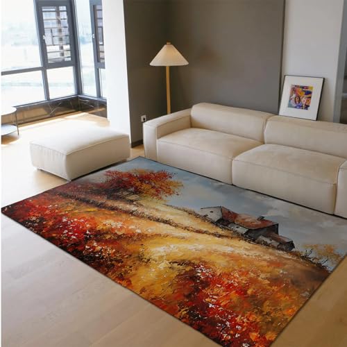 UERWOWELL 60x120cm Area Teppich Herbst Land Bauernhaus & Felder & Baum Aquarell Kunstdruck Dünne Teppiche für Wohnzimmer Küche Waschbar rutschfest UERWOWELL 60x120cm Area Teppich Herbst Land Bauernhaus & Felder & Baum Aquarell Kunstdruck Dünne Teppiche für Wohnzimmer Küche Waschbar rutschfest von UERWOWELL