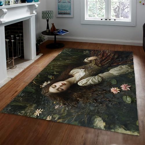 UERWOWELL 80x150cm Bereich Teppich Schlafen Mädchen & Seerose Druck Große Innenteppiche für Schlafzimmer Nachttisch Waschbar Dünn rutschfest Vintage Wohnkultur UERWOWELL 80x150cm Bereich Teppich Schlafen Mädchen & Seerose Druck Große Innenteppiche für Schlafzimmer Nachttisch Waschbar Dünn rutschfest Vintage Wohnkultur von UERWOWELL