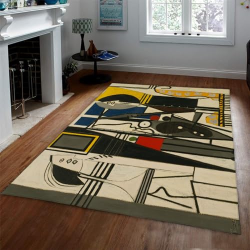 UERWOWELL Abstrakte Kunst Bereich Teppiche für Wohnzimmer Picasso Leicht zu reinigender Teppich für Esszimmer Schlafzimmer Jungen Mädchen niedrigfloriger lässiger Bereich Teppich 180x200cm von UERWOWELL
