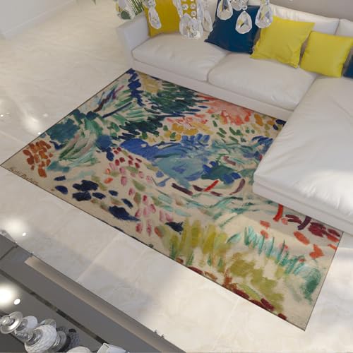 UERWOWELL Abstrakter Aquarell Kunst Bereich Teppich 60x120cm Fauvismus Klassisch Berühmte Malerei Druck Niederflor Fußmatten für Wohnzimmer Klassenzimmer Küche von UERWOWELL