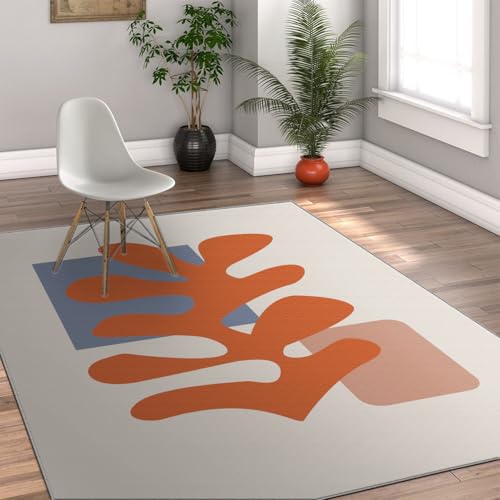 UERWOWELL Abstrakter Korallen-Teppich 60x90cm minimalistischer geometrischer klassischer berühmter Gemäldedruck niedrigflorige Fußmatten für Wohnzimmer Wohnheim Büro von UERWOWELL