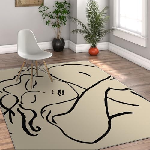 UERWOWELL Abstrakter Kunstbereich Teppich 60x90cm Berühmte Malerei Weibliche Figur Minimalistischer Liniendruck Niedrige Flor Fußmatten für Wohnzimmer Sofa rutschfest UERWOWELL Abstrakter Kunstbereich Teppich 60x90cm Berühmte Malerei Weibliche Figur Minimalistischer Liniendruck Niedrige Flor Fußmatten für Wohnzimmer Sofa rutschfest von UERWOWELL