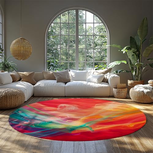 UERWOWELL Abstraktes Design Dünner Kreis Teppich Buntes Aquarellmuster Indoor Runde Teppiche 150cm für Wohnzimmer Schlafzimmer Studio rutschfest waschbar UERWOWELL Abstraktes Design Dünner Kreis Teppich Buntes Aquarellmuster Indoor Runde Teppiche 150cm für Wohnzimmer Schlafzimmer Studio rutschfest waschbar von UERWOWELL