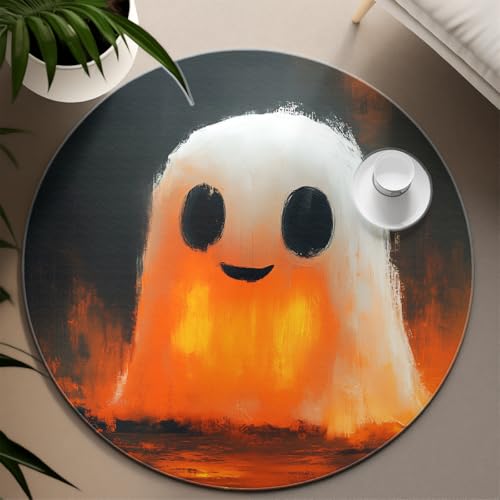 UERWOWELL Aquarell Pinselstrich Kunst 90cm Runde Teppiche Halloween-Thema Niedliches Geistermuster Bodenteppich Gemütlicher niedriger Flor für Kinderzimmer Spielzimmer Schlafsaal UERWOWELL Aquarell Pinselstrich Kunst 90cm Runde Teppiche Halloween-Thema Niedliches Geistermuster Bodenteppich Gemütlicher niedriger Flor für Kinderzimmer Spielzimmer Schlafsaal von UERWOWELL