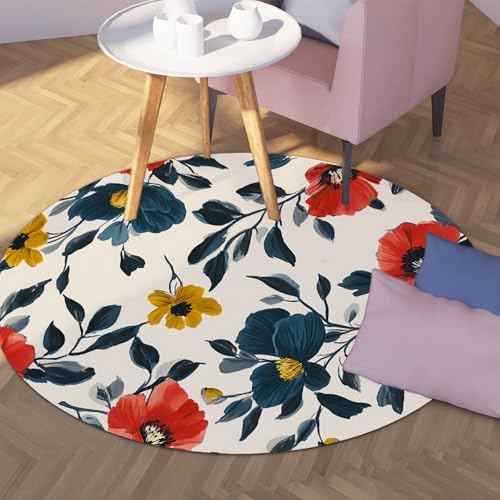 UERWOWELL Boho Style Small 180cm Runder Teppich mit Gummirücken Waschbare traditionelle Florale dünne Fußmatten für Terrasse Deck Hinterhof Veranda UERWOWELL Boho Style Small 180cm Runder Teppich mit Gummirücken Waschbare traditionelle Florale dünne Fußmatten für Terrasse Deck Hinterhof Veranda von UERWOWELL