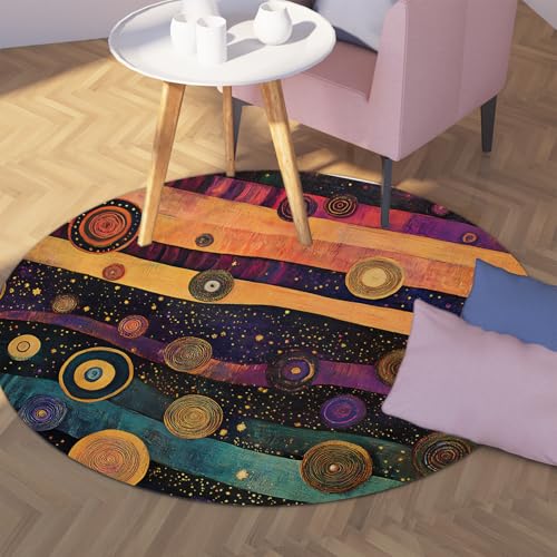 UERWOWELL Bunt gestreifter runder Teppich 160cm abstraktes geometrisches Spiralmuster dünne Fußmatten für Wohnzimmer Schlafzimmer waschbar rutschfest UERWOWELL Bunt gestreifter runder Teppich 160cm abstraktes geometrisches Spiralmuster dünne Fußmatten für Wohnzimmer Schlafzimmer waschbar rutschfest von UERWOWELL
