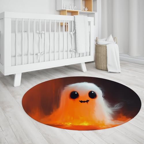UERWOWELL Cartoon Stil 140cm Runde Teppiche Halloween-Thema Entzückendes Geistermuster Bodenteppich Waschbar Gemütlicher niedriger Flor für Kinderzimmer Spielzimmer UERWOWELL Cartoon Stil 140cm Runde Teppiche Halloween-Thema Entzückendes Geistermuster Bodenteppich Waschbar Gemütlicher niedriger Flor für Kinderzimmer Spielzimmer von UERWOWELL