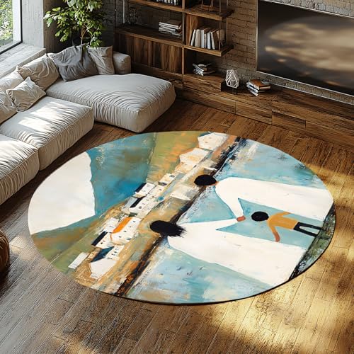 UERWOWELL Country Farmhouse Runder Teppich 150cm warme Familie Vater und Mutter und Sohn Muster rutschfeste dünne Fußmatten für Wohnzimmer Schlafzimmer UERWOWELL Country Farmhouse Runder Teppich 150cm warme Familie Vater und Mutter und Sohn Muster rutschfeste dünne Fußmatten für Wohnzimmer Schlafzimmer von UERWOWELL