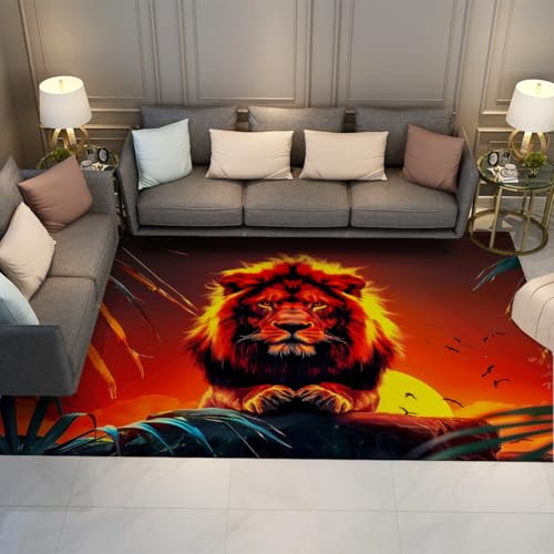 UERWOWELL Fantasy Sunset 60x90cm Area Teppich Tropische Pflanzen und majestätisches Löwenmuster dünne Fußmatten für Studio Waschküche Büro waschbar rutschfest UERWOWELL Fantasy Sunset 60x90cm Area Teppich Tropische Pflanzen und majestätisches Löwenmuster dünne Fußmatten für Studio Waschküche Büro waschbar rutschfest von UERWOWELL