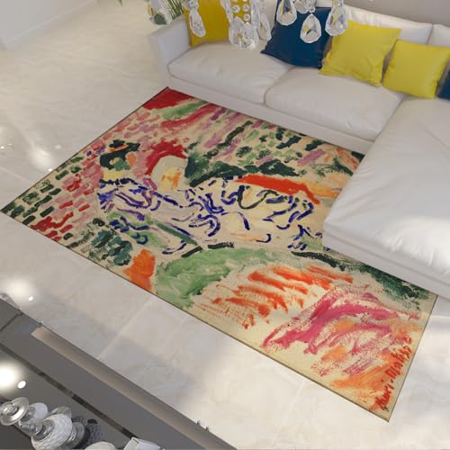 UERWOWELL Fauvismus Kunst Bereich Teppich 60x120cm Berühmtes Gemälde Japanische Frau am Fluss Druck Niederflor Fußmatten für Esszimmer Eingang rutschfest von UERWOWELL