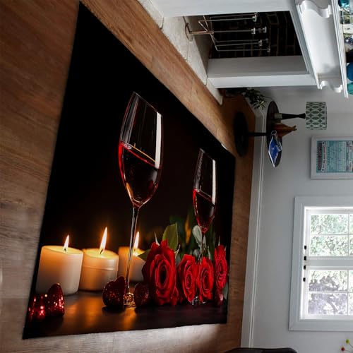UERWOWELL Festival Party Bereich Teppich Romantisches Kerzenlicht Rotwein Glas und Rose Muster rutschfeste dünne Teppiche für Liebhaber Hochzeit Home Decor 180x250cm UERWOWELL Festival Party Bereich Teppich Romantisches Kerzenlicht Rotwein Glas und Rose Muster rutschfeste dünne Teppiche für Liebhaber Hochzeit Home Decor 180x250cm von UERWOWELL
