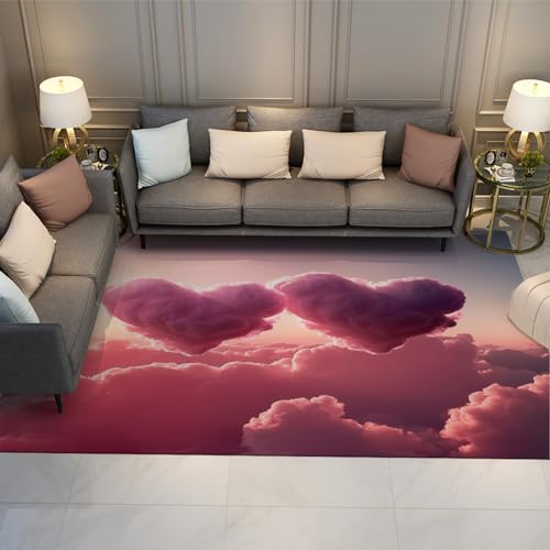 UERWOWELL Floating Love Cloud Teppiche Romantische Fußmatten für Haus Mädchen Frau Geschenk Teppiche rutschfeste Faltbare dünne Innen-Outdoor-Teppiche Matte 150x200cm von UERWOWELL