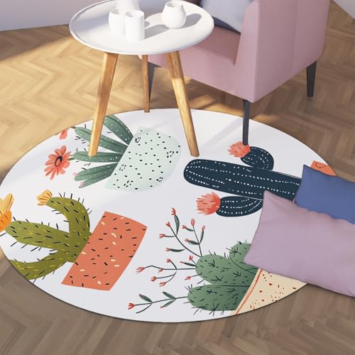 UERWOWELL Garten Floral Runder Eingangsteppich 140cm Cartoon Kaktus Topf Blumen & Pflanzen Muster Dünne Yogamatte für Kinderzimmer Schlafzimmer Balkon UERWOWELL Garten Floral Runder Eingangsteppich 140cm Cartoon Kaktus Topf Blumen & Pflanzen Muster Dünne Yogamatte für Kinderzimmer Schlafzimmer Balkon von UERWOWELL