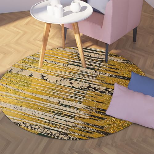 UERWOWELL Gelbe Blätter Runder Teppich 90cm Impressionismus Stil Herbst Birke Wald Muster niedrige Flor Fußmatten für Wohnzimmer Schlafzimmer UERWOWELL Gelbe Blätter Runder Teppich 90cm Impressionismus Stil Herbst Birke Wald Muster niedrige Flor Fußmatten für Wohnzimmer Schlafzimmer von UERWOWELL