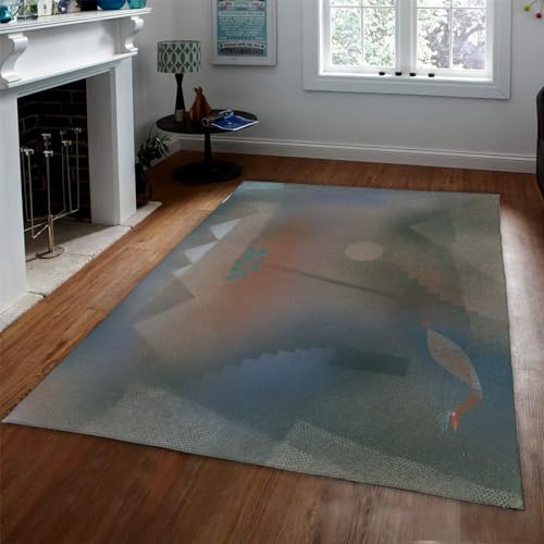 UERWOWELL Grauer Flächenteppich für Wohnzimmer Abstrakter Tierbild-Teppich Paul Klee Teppich Lässiger Teppich für Kinder Schlafzimmer Waschbarer Flurteppich 160x200cm von UERWOWELL
