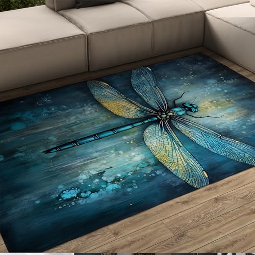 UERWOWELL Große Indoor-Outdoor-Teppiche Aquarell Kunst Libelle Muster Rutschfester dünner Teppich für Wohnzimmer Schlafzimmer Balkon Schlafsaal Eingangsbereich 150x200cm UERWOWELL Große Indoor-Outdoor-Teppiche Aquarell Kunst Libelle Muster Rutschfester dünner Teppich für Wohnzimmer Schlafzimmer Balkon Schlafsaal Eingangsbereich 150x200cm von UERWOWELL
