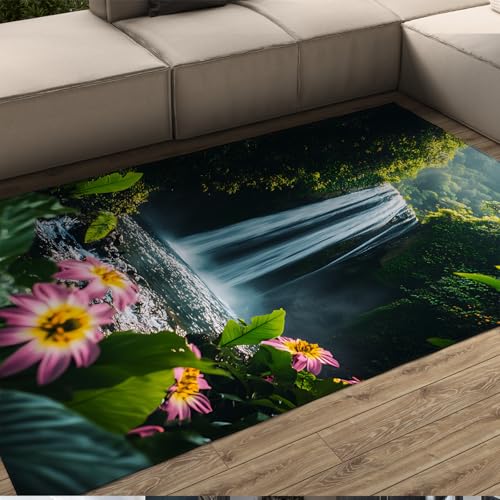 UERWOWELL Grüner Wald Niederflorteppiche Rosa Blumen & Wasserfall Landschaft Großer Teppich für Wohnzimmer Nachttisch Tropische Pflanzen Wohnkultur 180x280cm UERWOWELL Grüner Wald Niederflorteppiche Rosa Blumen & Wasserfall Landschaft Großer Teppich für Wohnzimmer Nachttisch Tropische Pflanzen Wohnkultur 180x280cm von UERWOWELL