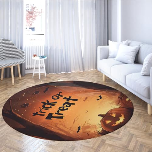 UERWOWELL Halloween-Dekor Runder Teppich 160cm Süßes oder Saures Kürbisse und Fledermäuse Druck Boden Teppich Waschbar Weich niedrig Flor Indoor Tragbar Faltbar UERWOWELL Halloween-Dekor Runder Teppich 160cm Süßes oder Saures Kürbisse und Fledermäuse Druck Boden Teppich Waschbar Weich niedrig Flor Indoor Tragbar Faltbar von UERWOWELL