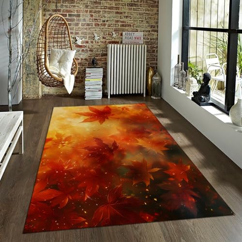 UERWOWELL Herbst Ahornblatt Bereich Teppich Orange Blatt Design rutschfeste gemütliche Teppiche für Wohnzimmer romantischer Herbst Dekor Skandinavische gemütliche Teppiche 90x150cm UERWOWELL Herbst Ahornblatt Bereich Teppich Orange Blatt Design rutschfeste gemütliche Teppiche für Wohnzimmer romantischer Herbst Dekor Skandinavische gemütliche Teppiche 90x150cm von UERWOWELL