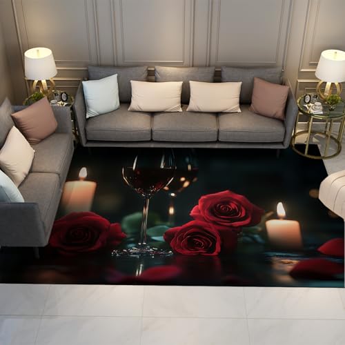 UERWOWELL Hochzeit Dekor Bereich Teppich Elegante Rote Rose Kerze Glas Tasse Muster rutschfeste Dünne Teppiche für Gästezimmer Flur Hotel Restaurant 80x150cm UERWOWELL Hochzeit Dekor Bereich Teppich Elegante Rote Rose Kerze Glas Tasse Muster rutschfeste Dünne Teppiche für Gästezimmer Flur Hotel Restaurant 80x150cm von UERWOWELL
