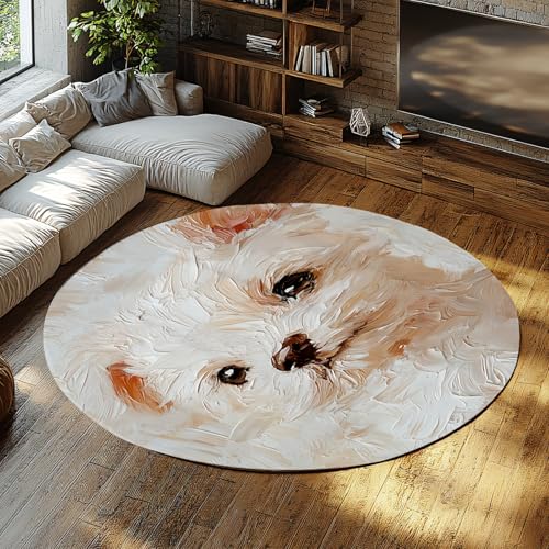 UERWOWELL Indoor Outdoor Runde Teppiche 100cm Ölgemälde Stil Niedlicher Hundemuster Low Pile Circle Teppich für Haustierliebhaber Home Decor Soft Easy Clean UERWOWELL Indoor Outdoor Runde Teppiche 100cm Ölgemälde Stil Niedlicher Hundemuster Low Pile Circle Teppich für Haustierliebhaber Home Decor Soft Easy Clean von UERWOWELL