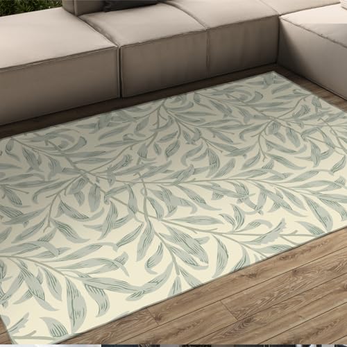 UERWOWELL Indoor Outdoor-Teppiche William Morris Serie Dünne Teppiche Moderner Stil Beige Teppiche für Esszimmer Teppiche unter Tisch Wohnzimmer Schlafzimmer 90x150cm von UERWOWELL