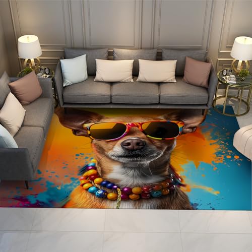 UERWOWELL Kreative Hundebereich Teppiche 90x120cm Moderne Aquarell Kunst Welpen Druck Dünner Teppich für Kinderzimmer Schlafzimmer Spielzimmer Schnell trocknende Maschinenwäsche UERWOWELL Kreative Hundebereich Teppiche 90x120cm Moderne Aquarell Kunst Welpen Druck Dünner Teppich für Kinderzimmer Schlafzimmer Spielzimmer Schnell trocknende Maschinenwäsche von UERWOWELL