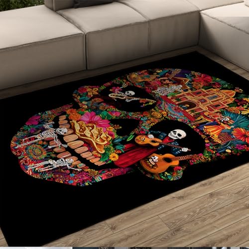 UERWOWELL Mexikanische Volkskunst Bereich Teppiche 180x280cm Lebendiger Schädel Musiker Gitarre Blumen Muster Dünner Teppich Waschbar Wohnzimmer Schlafsaal Wohnkultur UERWOWELL Mexikanische Volkskunst Bereich Teppiche 180x280cm Lebendiger Schädel Musiker Gitarre Blumen Muster Dünner Teppich Waschbar Wohnzimmer Schlafsaal Wohnkultur von UERWOWELL