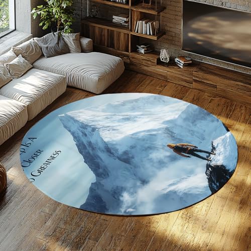 UERWOWELL Mountain Adventure Style 180cm Runde Teppiche Dünn waschbar Snowy Peak Klettern Druck Boden Teppich für Wohnzimmer Fitnessstudio Stadion Büro UERWOWELL Mountain Adventure Style 180cm Runde Teppiche Dünn waschbar Snowy Peak Klettern Druck Boden Teppich für Wohnzimmer Fitnessstudio Stadion Büro von UERWOWELL