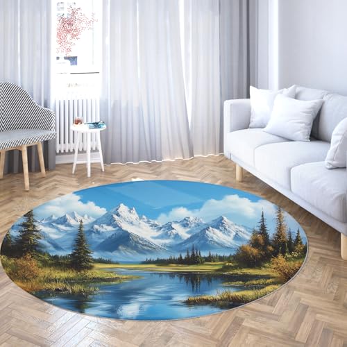 UERWOWELL Niedriger Flor Waschbar Runde Teppiche Schneebedeckte Gipfel Kiefer Wald See Reflexion Druck Boden Teppich Wohnzimmer Arbeitszimmer Schlafzimmer Büro Kabine 240cm UERWOWELL Niedriger Flor Waschbar Runde Teppiche Schneebedeckte Gipfel Kiefer Wald See Reflexion Druck Boden Teppich Wohnzimmer Arbeitszimmer Schlafzimmer Büro Kabine 240cm von UERWOWELL