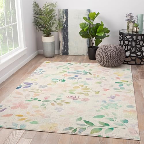 UERWOWELL Nordic Style Area Teppiche 150x240cm waschbar Boho Blumen kleine Blumen Muster dünner Boden Teppich für Schlafzimmer Wohnzimmer Kinderzimmer von UERWOWELL