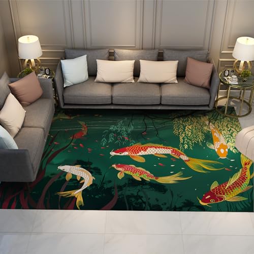 UERWOWELL Orientalische ästhetische Teppiche 70x120cm Chinesischer Stil Bunte Koi Fisch Print Dünner Teppich für Wohnzimmer Schlafzimmer Terrasse Tragbar Faltbar UERWOWELL Orientalische ästhetische Teppiche 70x120cm Chinesischer Stil Bunte Koi Fisch Print Dünner Teppich für Wohnzimmer Schlafzimmer Terrasse Tragbar Faltbar von UERWOWELL