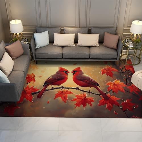 UERWOWELL Romantische Herbst-Indoor-Teppiche, küssende Vögel & rotes Ahornblättermuster, Rutschfester, dünner Teppich für Wohnzimmer, Schlafzimmer, Nachttisch, Terrasse 180x240cm UERWOWELL Romantische Herbst-Indoor-Teppiche, küssende Vögel & rotes Ahornblättermuster, Rutschfester, dünner Teppich für Wohnzimmer, Schlafzimmer, Nachttisch, Terrasse 180x240cm von UERWOWELL