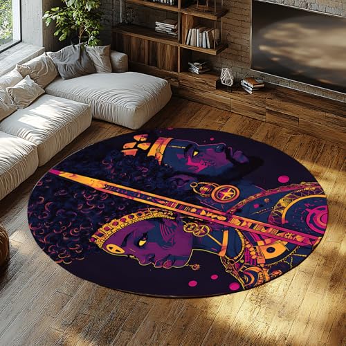 UERWOWELL Runder Teppich im exotischen Stil 140cm mysteriöse Frau und Mann Porträtmuster dünner Innenkreisteppich für Wohnzimmer Schlafzimmer Flur UERWOWELL Runder Teppich im exotischen Stil 140cm mysteriöse Frau und Mann Porträtmuster dünner Innenkreisteppich für Wohnzimmer Schlafzimmer Flur von UERWOWELL