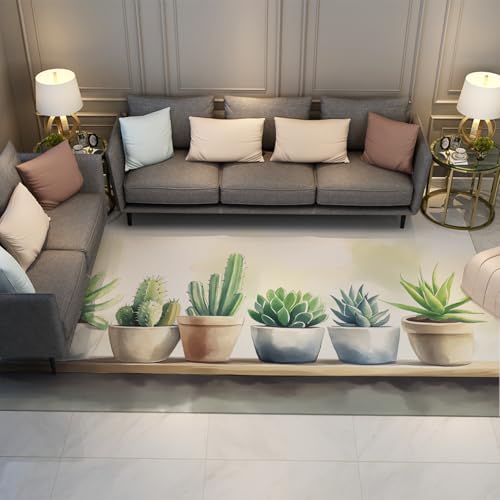 UERWOWELL Rutschfester waschbarer Teppich Tropisches Grün Kaktus & Sukkulente Pflanze Topf Muster Dünne Teppiche für Wohnzimmer Schlafzimmer Küche Küche Bauernhaus 60x120cm UERWOWELL Rutschfester waschbarer Teppich Tropisches Grün Kaktus & Sukkulente Pflanze Topf Muster Dünne Teppiche für Wohnzimmer Schlafzimmer Küche Küche Bauernhaus 60x120cm von UERWOWELL
