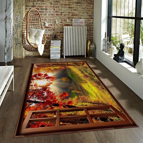UERWOWELL Scenic Herbst Fensterteppich Ästhetizismus Kabine Wald Herbst Blick Teppich rutschfeste weiche waschbare Matte für Schlafzimmer Flur Wohnzimmer 120x150cm UERWOWELL Scenic Herbst Fensterteppich Ästhetizismus Kabine Wald Herbst Blick Teppich rutschfeste weiche waschbare Matte für Schlafzimmer Flur Wohnzimmer 120x150cm von UERWOWELL