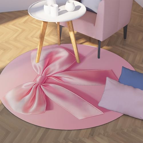 UERWOWELL Schöne Schleife Runde Teppiche 100cm Romantische Mädchen Rosa Satin 3D Design Indoor Outdoor Dünner Kreis Teppich für Schlafzimmer Wohnzimmer Kinderzimmer UERWOWELL Schöne Schleife Runde Teppiche 100cm Romantische Mädchen Rosa Satin 3D Design Indoor Outdoor Dünner Kreis Teppich für Schlafzimmer Wohnzimmer Kinderzimmer von UERWOWELL