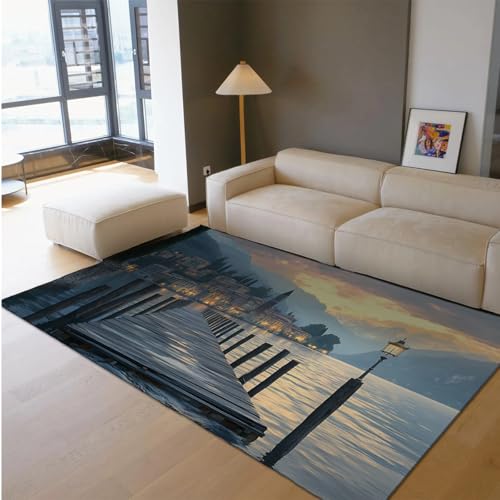 UERWOWELL Seeufer Sonnenuntergang Bereich Teppiche Abend Himmel Dock & Gebäude & Berglandschaft Großer dünner Teppich für Nachttisch Wohnzimmer Terrasse 140x200cm UERWOWELL Seeufer Sonnenuntergang Bereich Teppiche Abend Himmel Dock & Gebäude & Berglandschaft Großer dünner Teppich für Nachttisch Wohnzimmer Terrasse 140x200cm von UERWOWELL