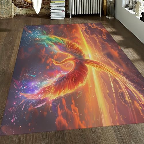 UERWOWELL Sunrise Landscape Area Teppich 180x200cm Mysteriöser Vogel Phönix Muster Niederflorteppiche für Wohnzimmer Schlafzimmer Nachttisch Waschbar Schnell Trocknend UERWOWELL Sunrise Landscape Area Teppich 180x200cm Mysteriöser Vogel Phönix Muster Niederflorteppiche für Wohnzimmer Schlafzimmer Nachttisch Waschbar Schnell Trocknend von UERWOWELL