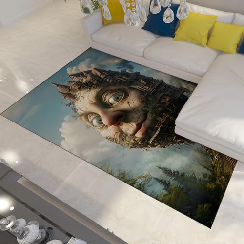 UERWOWELL Surrealismus Abstrakte Porträts Teppich Vintage Häuser Bergansichten Leichte rutschfeste Rückseite Schlafzimmer Läufer Teppiche Niederflorteppiche 90x150cm UERWOWELL Surrealismus Abstrakte Porträts Teppich Vintage Häuser Bergansichten Leichte rutschfeste Rückseite Schlafzimmer Läufer Teppiche Niederflorteppiche 90x150cm von UERWOWELL