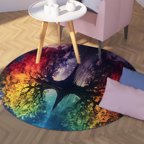 UERWOWELL Surrealismus Runde Teppiche Fantasie Sternenhimmel Baum des Lebens See Reflexionen Muster Dünner Boden Kreis Teppich für Wohnzimmer Schlafzimmer 160cm UERWOWELL Surrealismus Runde Teppiche Fantasie Sternenhimmel Baum des Lebens See Reflexionen Muster Dünner Boden Kreis Teppich für Wohnzimmer Schlafzimmer 160cm von UERWOWELL