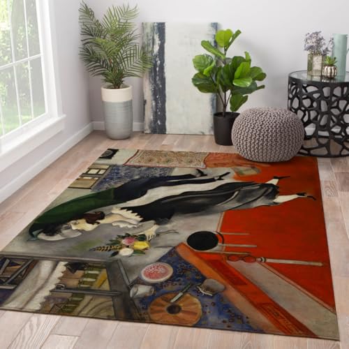 UERWOWELL Surrealismus Stil Innenbereich Teppich 60x90cm Berühmtes Gemälde Der Geburtstagsdruck Niederflor Fußmatten für Wohn Esszimmer Schlafzimmer Küche von UERWOWELL